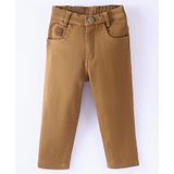 Little Kangaroos Little Kangaroo Cotton Full Length Trouser Solid Colour - Brown