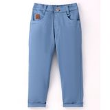 Little Kangaroos Little Kangaroo Cotton Full Length Trouser Solid Colour - Denim Blue