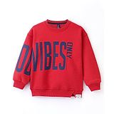 Little Kangaroos Full Sleeves Sweatshirt Text Print - Red