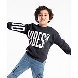 Little Kangaroos Full Sleeves Sweatshirt Text Print - Black