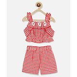 Nauti Nati Sleeveless Checkered Top with Shorts Set - Red