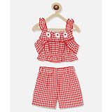 Nauti Nati Sleeveless Checkered Top with Shorts Set - Red