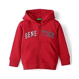 UCB Full Sleeves EPP Hooded Sweat Jacket with Benetton Branding Print - Red