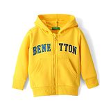 UCB Full Sleeves EPP Hooded Sweat Jacket with Benetton Branding Print - Bright Yellow