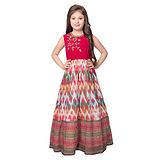 Betty By Tiny Kingdom Half Sleeves Sequin Embroidered & Ikat Design Gown - Tomato Red