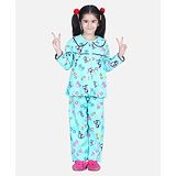 BownBee Full Sleeves Pete Pan Collar Car Printed Night Suit - Blue