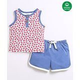 Nino Bambino 100% Organic Cotton Sleeveless Lady Bug Printed Tank Top And Shorts - Red & Blue