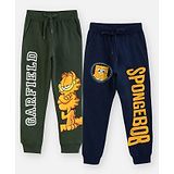 Nap Chief Pack Of 2 Garfield And Spongebob  Elastic Pull On  Joggers - Olive Green Navy Blue