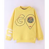 Little Kangaroos Drop Shoulder Full Sleeves Fleece Sweatshirt GO Print - Yellow