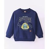 Little Kangaroos Full Sleeves Fleece Sweatshirt Adventure Print - Navy Blue