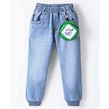 Little Kangaroos 100% Cotton Full Length Jogger Jeans with Removable Pouch - Light Blue