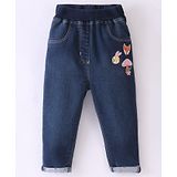 Little Kangaroos Full Length Jeans Fox Embroidery - Dark Blue