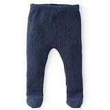 Babyhug Knitted Footed Solid Colour Fleece and Woollen Pant - Navy Blue