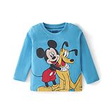 Babyhug Cotton Knit Full Sleeves Mickey & Friends Graphics T-Shirt - Blue