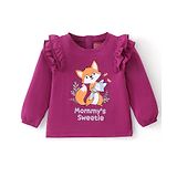 Babyhug Cotton Full Sleeves Tee With Fox Graphics & Frill Detailing- Purple