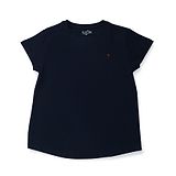 PALM TREE Half Sleeves Solid Knit Top - Navy Blue