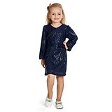 Peppermint Full Sleeves Sequin Embellished Dress -Navy Blue