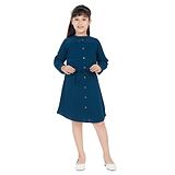 Peppermint Full Sleeves Lace Embellished Dress -Teal Blue