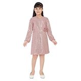 Peppermint Full Sleeves Seamless Sequin Embellished & Floral Applique Detailed Fit & Flare Dress - Pink