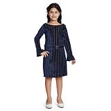 Peppermint Full Sleeves Shimmer Striped Dress - Blue