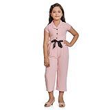 Peppermint Half Sleeves Striped Jumpsuit - Peach