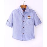 Rikidoos Full Sleeves Baby Fox Patch Detailed Shirt - Light Blue