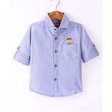 Rikidoos Full Sleeves Baby Fox Patch Detailed Shirt - Light Blue