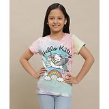 Kidsville Hello Kitty Featuring Half Sleeves Kitty White   Printed Tee - Blue Pink