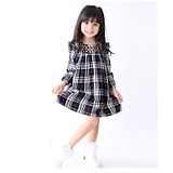 Beebay Full Sleeves Tartan Checked & Placement Floral Embroidered Dress - Black