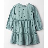 Beebay Full Sleeves Heart Printed Tiered Dress - Green