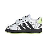 Adidas Kids Grand Court 2.0 CF Casual Shoes with Velcro Closure Doodle Art Print - White