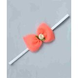 Funkrafts Free Size Rose & Bow Designed Headband - Coral Orange