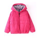 Little Kangaroos Full Sleeves Padded & Hooded Solid Winter Pocketable Jacket - Pink