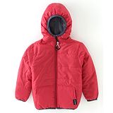 Little Kangaroos Full Sleeves Solid Colored Quilted Winter Reversible  Jacket - Red