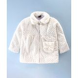 Little Kangaroos Full Sleeves Jacket With Sling Bag Solid Colour - Off White