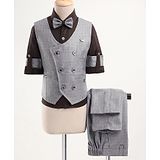 Rikidoos Full Sleeves Solid  3 Piece Party Suit Set - Melange Grey & Brown