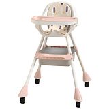 SYGA High Chair Safety Toddler Feeding Booster Seat Dining Table Chair with Wheel and Cushion - Pink