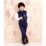 Alles Marche Full Sleeves Solid  3 Piece Party Suit - Navy Blue