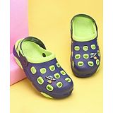 Pine Kids Clogs with Back Strap Closure & UFO Applique- Green & Navy Blue