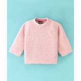 Little Kangaroos Full Sleeves Drop Shoulder Cable Knit Party Top - Light Pink