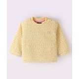 Little Kangaroos Full Sleeves Drop Shoulder Cable Knit Party Top - Lemon Yellow