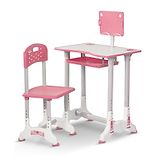 Baybee Study Table with Chair Set Adjustable Height Tiltable Desktop for Comfort to Maintain Posture - Pink