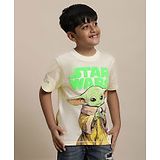 Kidsville Star Wars Featuring Half Sleeves Baby Yoda Printed Tee - Off White