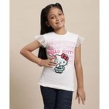 Kidsville Hello Kitty Featuring Half Cap Sleeves Kitty White Printed Tee - White