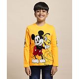 Kidsville Mickey & Friends Featuring Half Sleeves Mickey Mouse Printed Tee - Yellow