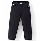 Little Kangaroos Woven Full Length Solid Denim Trouser - Black