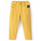 Little Kangaroos Woven Full Length Solid Denim Trouser - Mustard Yellow