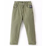 Little Kangaroos Woven Full Length Solid Denim Trouser - Pista Green