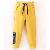 Play by Little Kangaroos Little Kangaroos Full Length Joggers Fit Fleece Lounge Pant with Applique Yellow (Drawstring Colour May Vary)