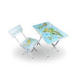 Wishing Clouds World Map Study Table and Chair for Kids - Multicolor